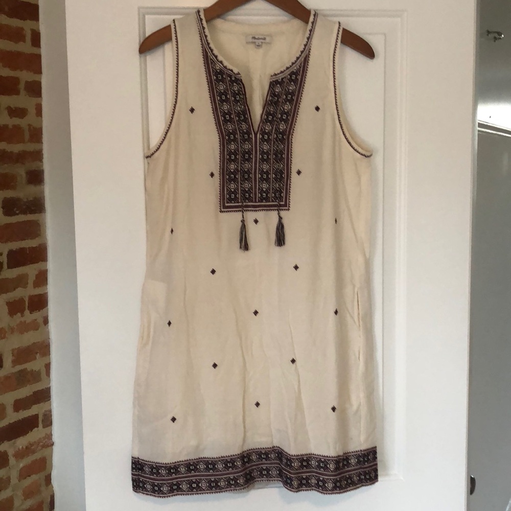 MADEWELL cotton sheath dress w/ embroidered detail
